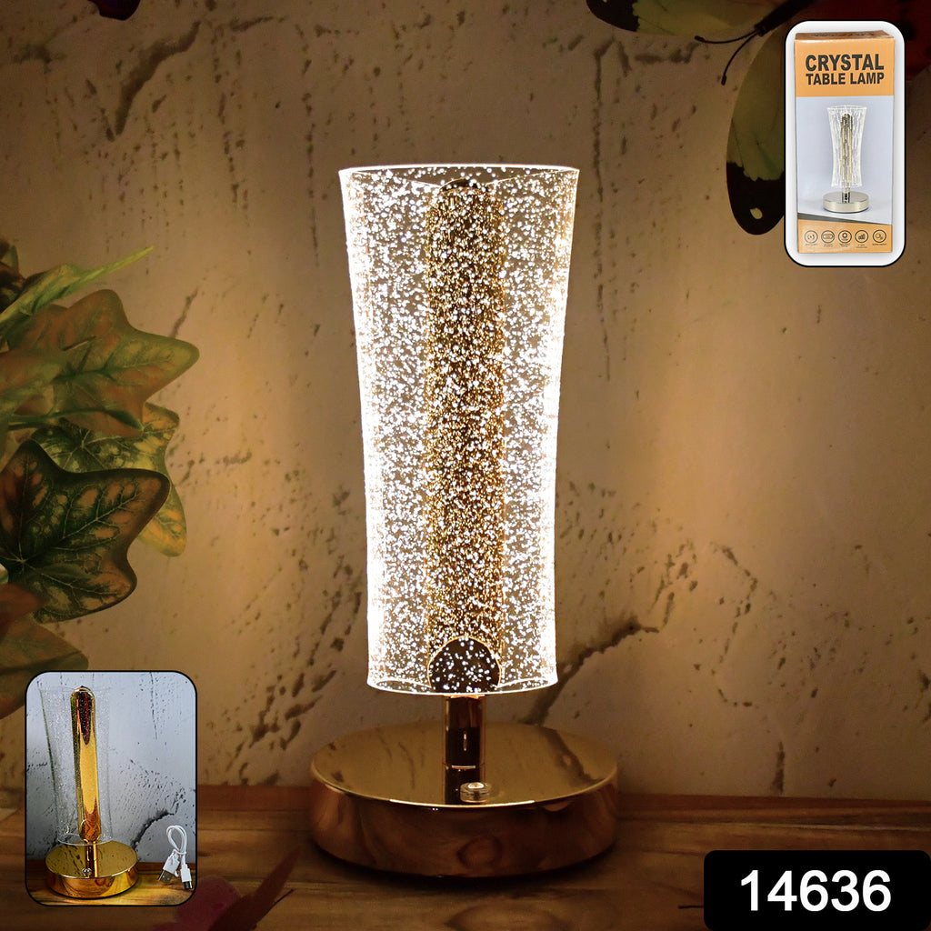 Crystal Table Lamp Sparkle Design Golden Base Led Decorative Bedside Lamp