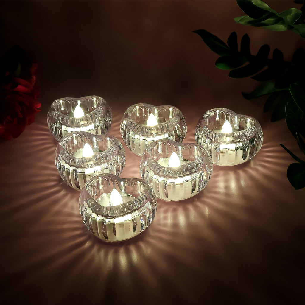 Led Crystal Tealight Decorative Flameless Candles (6 Pc)
