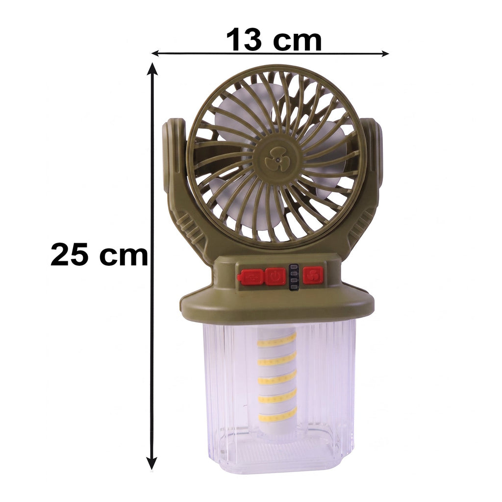 2 In 1 Solar Rechargeable Camping Fan With Led Lantern Light Portable (1 Pc)
