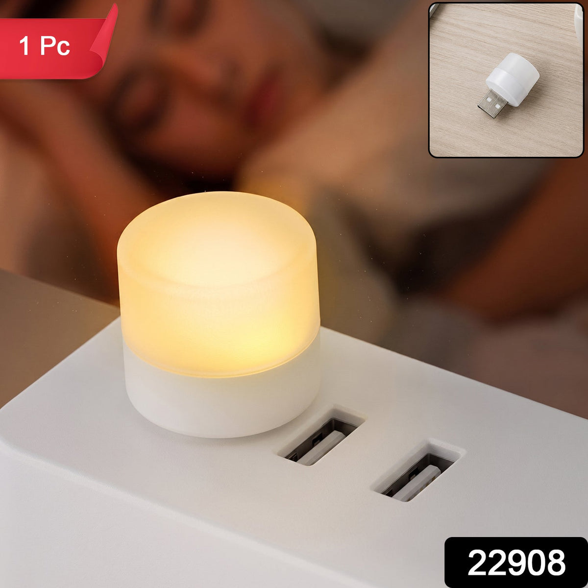 Mini Usb Led Night Light Bulb With Warm Glow For Bedroom And Travel Use (1 Pc)