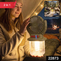 2 In 1 Solar Rechargeable Camping Fan With Led Lantern Light Portable (1 Pc)