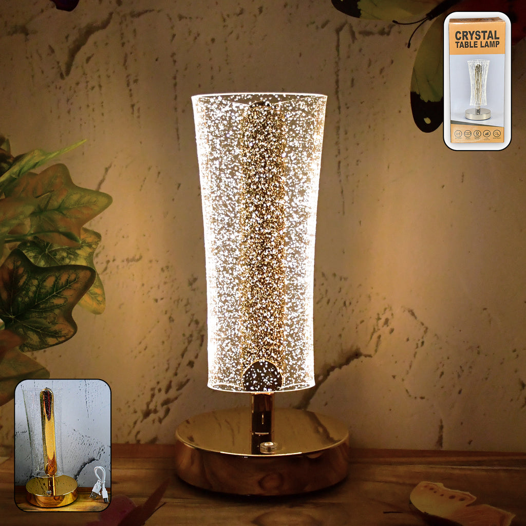 Crystal Table Lamp Sparkle Design Golden Base Led Decorative Bedside Lamp