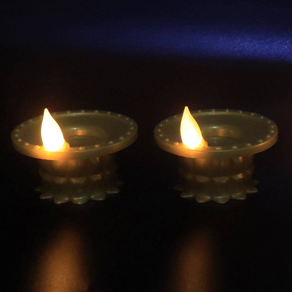 Set Of 12 Water Sensor Led Golden Diyas