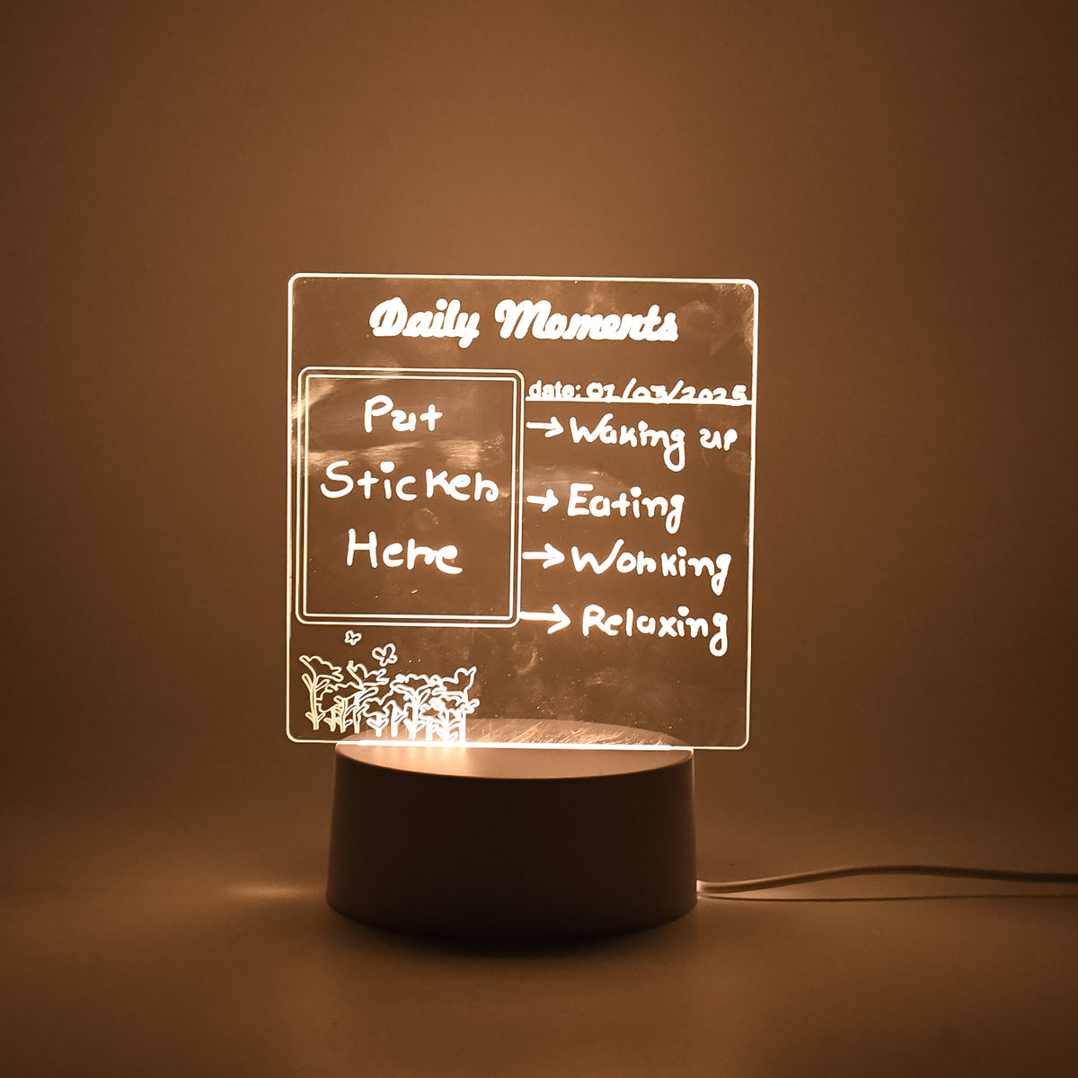 12939 Creative Visualization Lamp 3 Dacrylic Decorative Lamp For Creative Keeps Notes Drawing Table Lamp For Home Decor  Bedroom  Gift  Office Decoration  Erasable Board (Heart-shape  1 Pc)